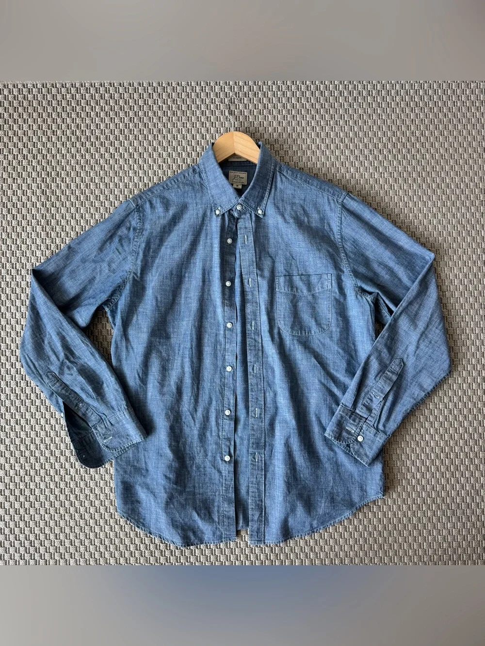 J.Crew Classic Blue Button-Down Chambray Shirt - Medium